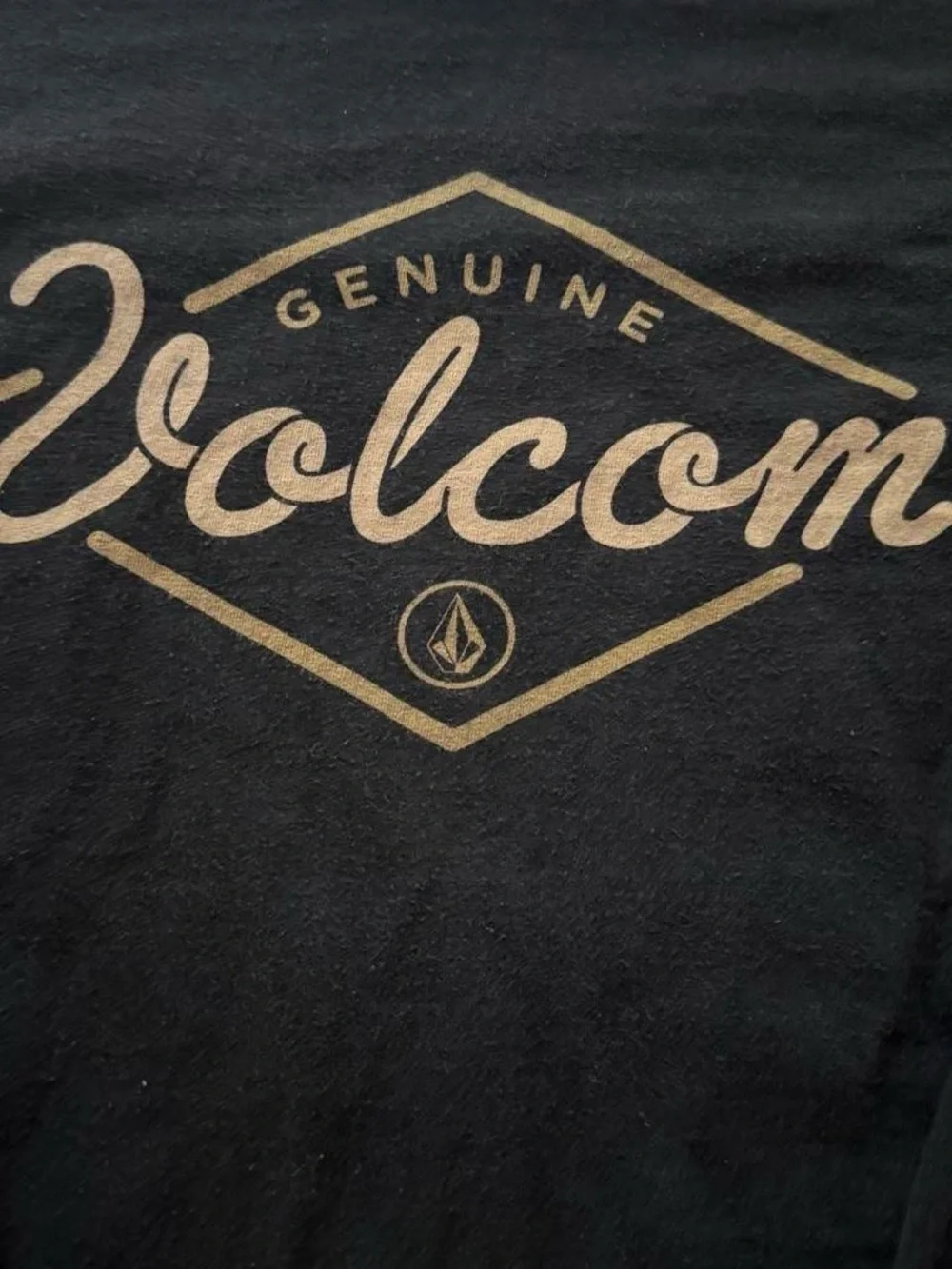 Volcom Black Long Sleeve with Tan Logo Diamond Script